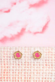 Bloom Button Enamel Stud Earrings